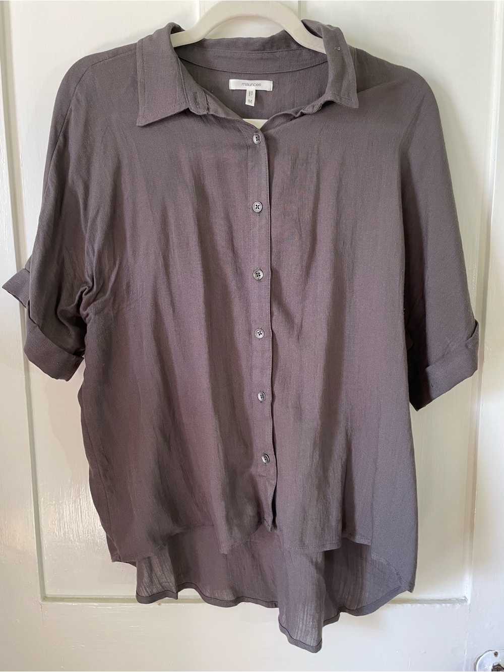 Maurices Mauve Button-Down Short Sleeve Blouse